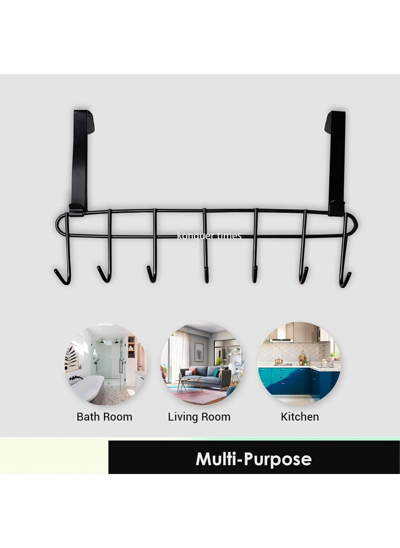 Konquer TimeS Konquer TimeS Heavy Duty Stainless Steel Over The Door Hook Hanger OrganizerWall Hook Rack No Drilling Required Black Pack of 2  - Image 3