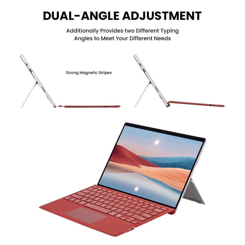 TECPHILE Bluetooth Micro Soft Surface Keyboard for Surface Pro 7 Plus / 7/6/ 5/4/ 3, Smart Large Touchpad, 7-Colors Backlit, Magnetic Attachment, Long Battery Life, Portable - Image 5
