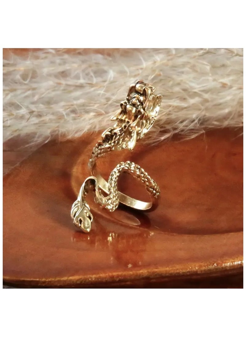 Generic - 1pc Fashionable Zinc Alloy Chinese Dragon Design Wrap Ring For Men and Women - Image 1