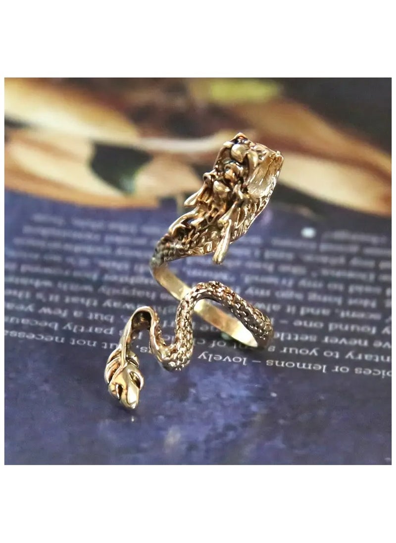 Generic - 1pc Fashionable Zinc Alloy Chinese Dragon Design Wrap Ring For Men and Women - Image 1