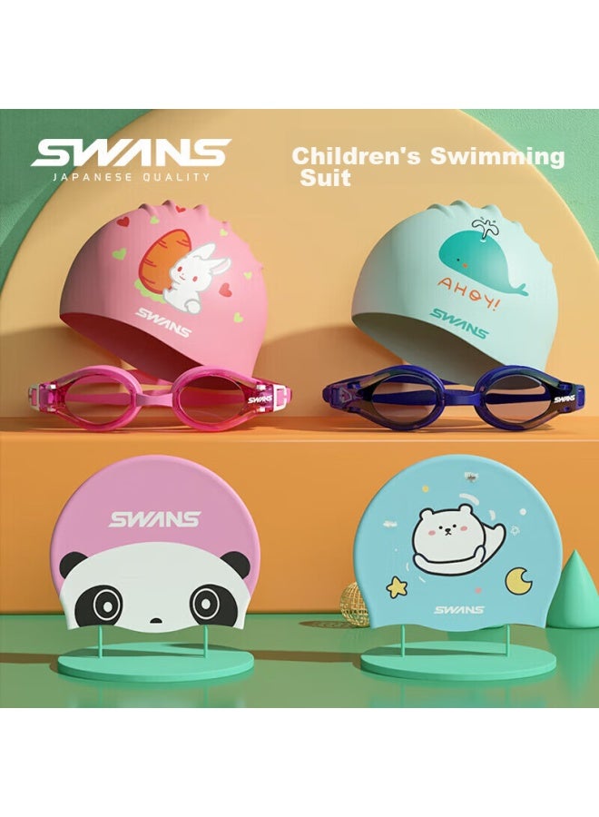 Swans Swimming Goggles For Children, Comfortable Waterproof Anti-fog Swimming Gl For Teenagers, Children's Swimming Goggles And Cap Set, Fox2 Blue Whale - Image 5
