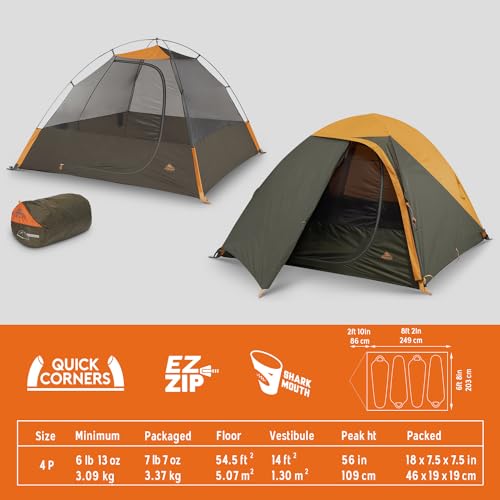 Kelty Grand Mesa 4P Backpacking Tent – 3 Season 2 Man Camping Thru Hiking Shelter, Aluminum Poles, Single Door + Vestibule (4P) - Image 2