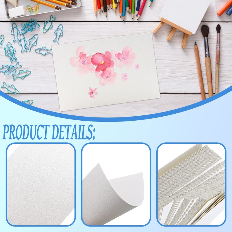 Fyess 120Pcs 100% Rag Cotton White Watercolor Paper 140lb Heavyweight Paper Watercolor Paper Cards Cold Press Paper Bulk Watercolor Drawing Student Artist for Kids,5 x 7 inch - Image 3