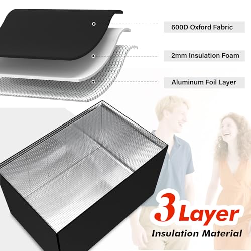 TOHONFOO Window Air Conditioner Covers for Outside Unit for Winter Insulation, 21"W x 16"D x 15"H, Waterproof & Windfroof AC Covers for Outside Window Units with 3 Layers Insulation - Black - Image 3