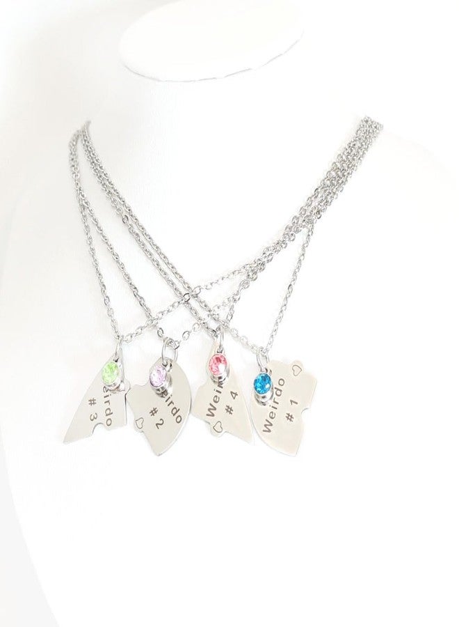 Ximerinf Weirdo Necklace Heart Bff for 4 Best Friend Necklaces for 3 Sister Friendship Stainless Steel Jewelry (White) - Image 2