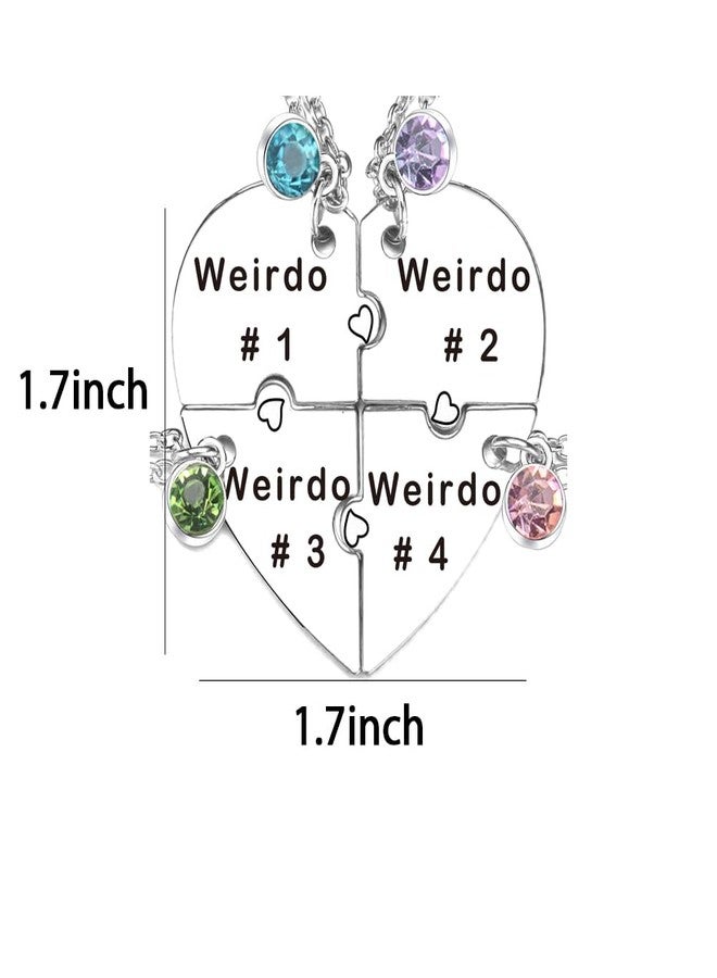 Ximerinf Weirdo Necklace Heart Bff for 4 Best Friend Necklaces for 3 Sister Friendship Stainless Steel Jewelry (White) - Image 4
