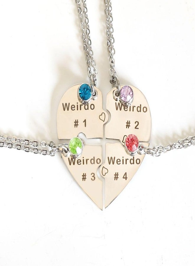 Ximerinf Weirdo Necklace Heart Bff for 4 Best Friend Necklaces for 3 Sister Friendship Stainless Steel Jewelry (White) - Image 5