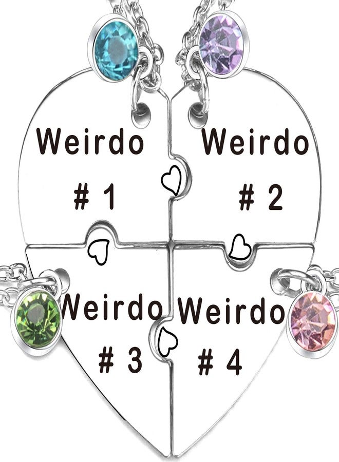 Ximerinf Weirdo Necklace Heart Bff for 4 Best Friend Necklaces for 3 Sister Friendship Stainless Steel Jewelry (White) - Image 1