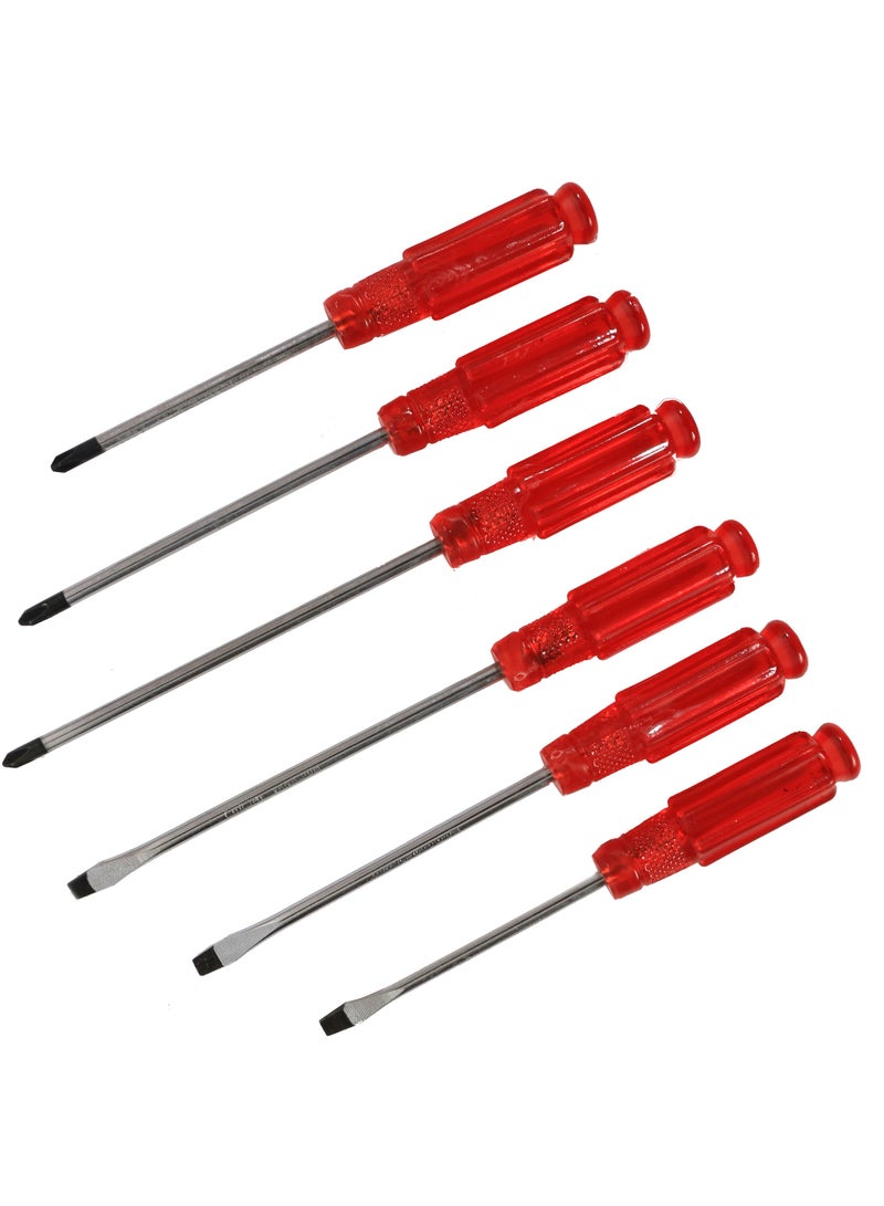 6-Piece Screwdriver Set Red/Silver 7Inch - Image 1