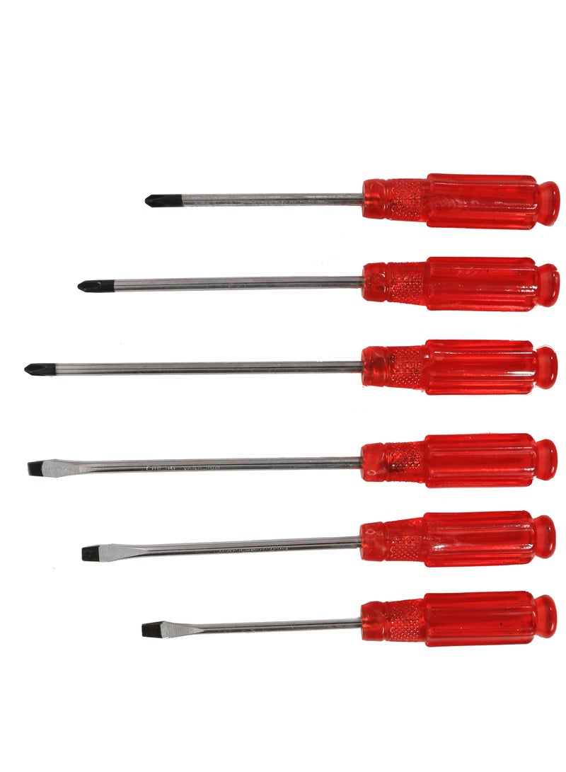 6-Piece Screwdriver Set Red/Silver 7Inch - Image 2