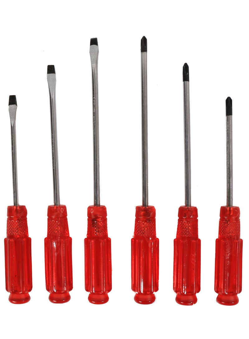 6-Piece Screwdriver Set Red/Silver 7Inch - Image 3