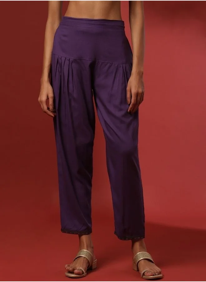 أبهشتي Regular salwar pants with printed hem-fuchsia