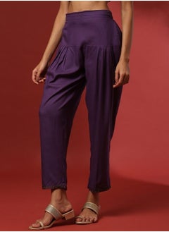 Abhishti Regular salwar pants with printed hem-fuchsia  - Image 2