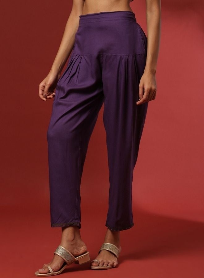 Abhishti Regular salwar pants with printed hem-fuchsia  - Image 2
