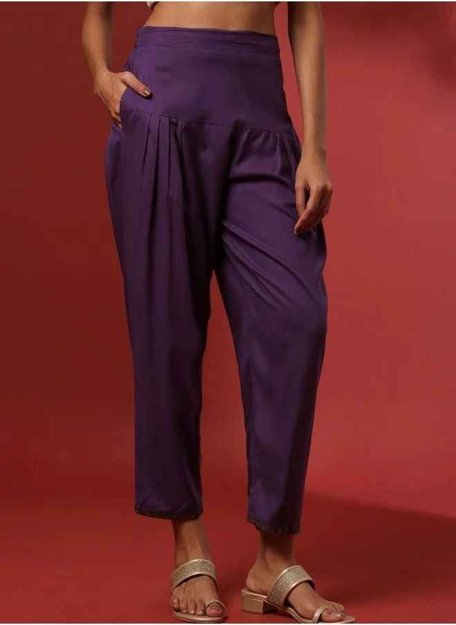 أبهشتي Regular salwar pants with printed hem-fuchsia