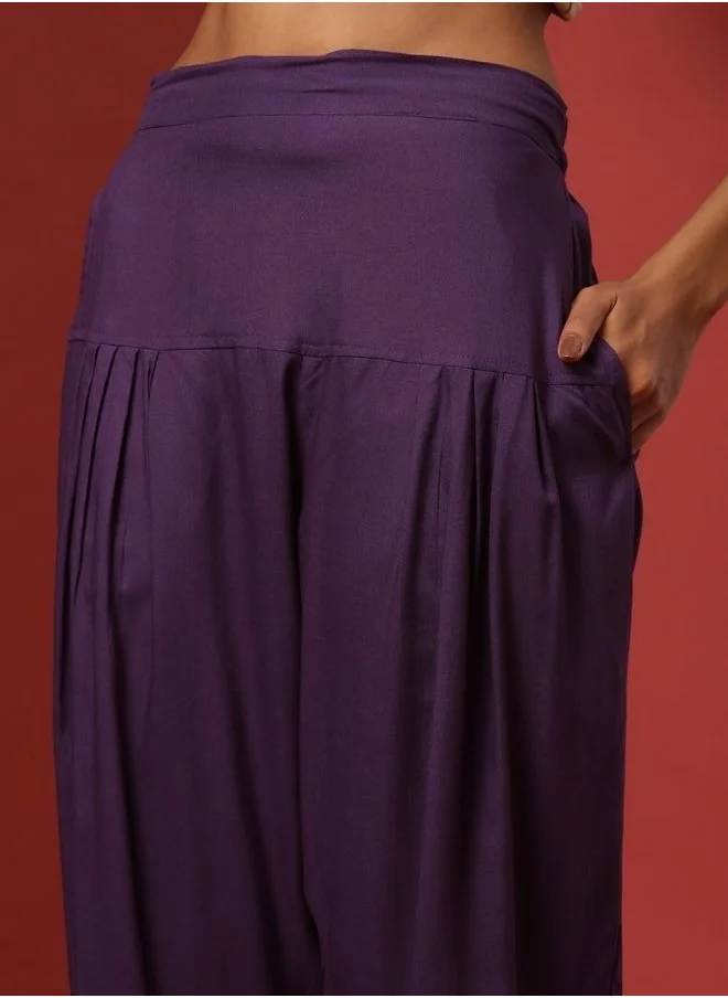 أبهشتي Regular salwar pants with printed hem-fuchsia