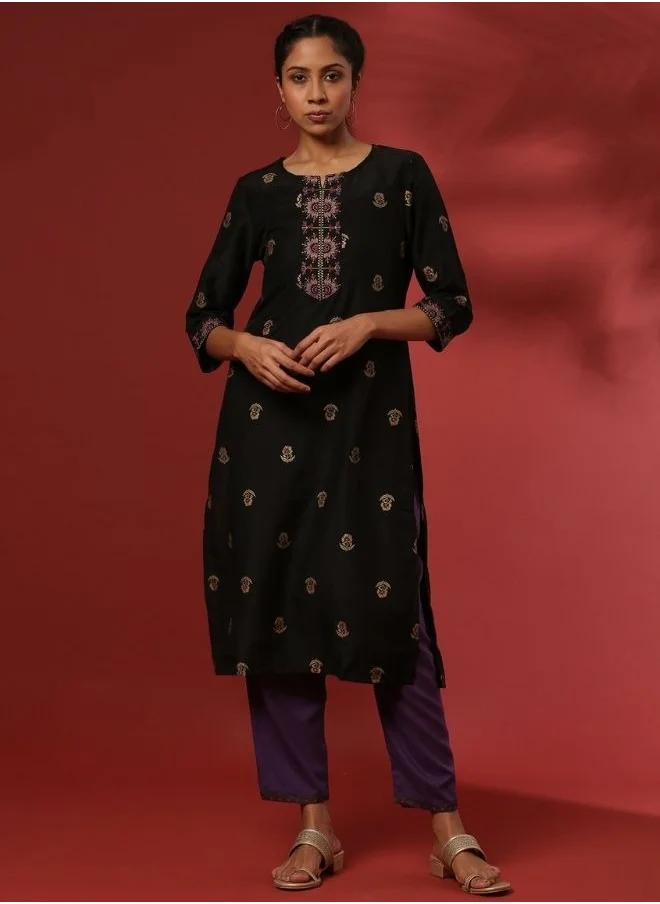 أبهشتي Regular salwar pants with printed hem-fuchsia