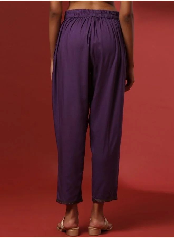 أبهشتي Regular salwar pants with printed hem-fuchsia