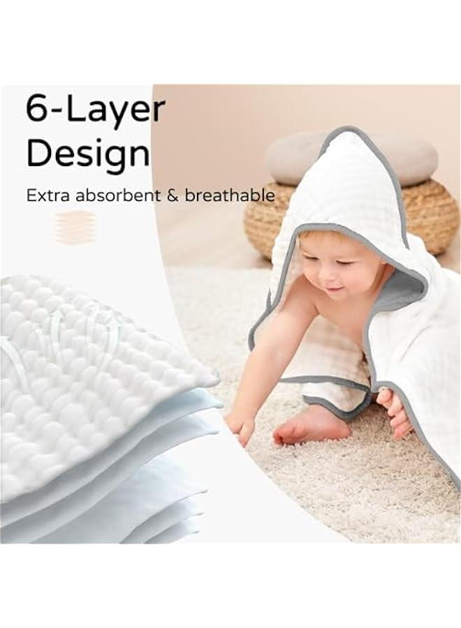 Hooded Baby Towels for Newborn 2 Pack 100% Muslin Cotton Baby Bath Towel with Hood for Babies, Infant, Toddler and Kids, Large 32x32Inch, Soft and Absorbent Newborn Essential - Image 4