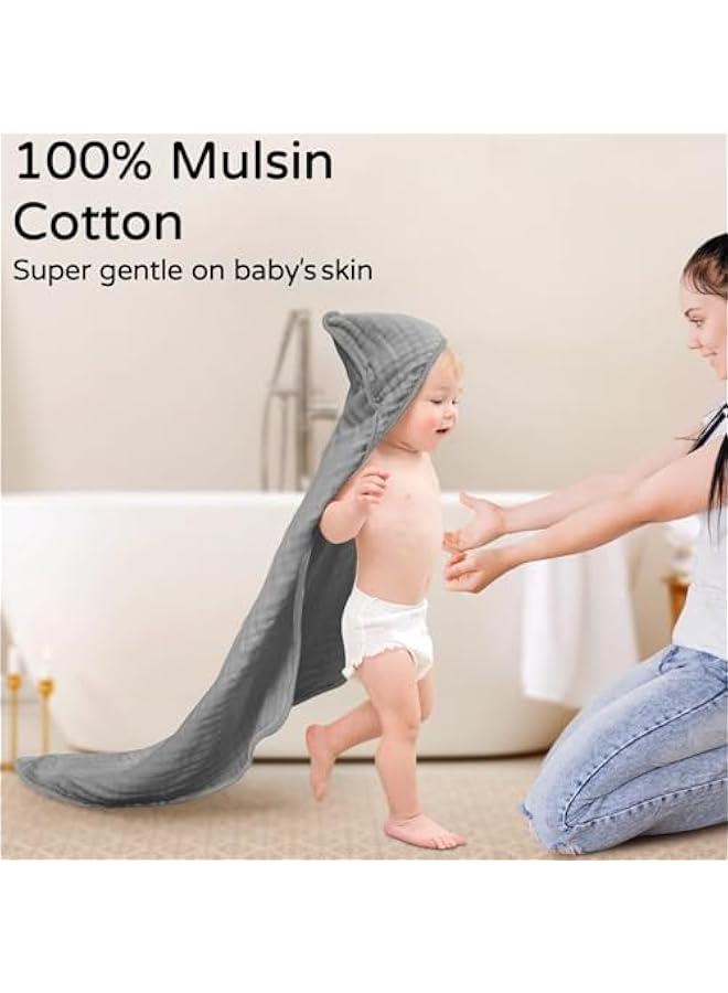 Hooded Baby Towels for Newborn 2 Pack 100% Muslin Cotton Baby Bath Towel with Hood for Babies, Infant, Toddler and Kids, Large 32x32Inch, Soft and Absorbent Newborn Essential - Image 2