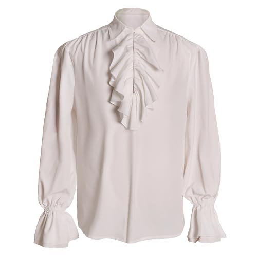 IWQBQ Men's Pirate Shirt Renaissance Victorian Blouse Medieval Vampire Top with Ruffled Collar(Z3241,S) - Image 1