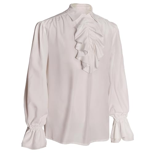 IWQBQ Men's Pirate Shirt Renaissance Victorian Blouse Medieval Vampire Top with Ruffled Collar(Z3241,S) - Image 2