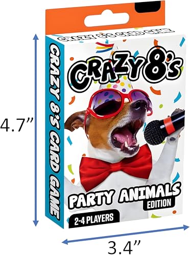 Bexter Crazy 8s Card Game Fun Party Animals Edition Ages 16 Colorful Playing Cards Large Size 475 x 34 Classic Crazy Eights Party Favor Game - Image 5