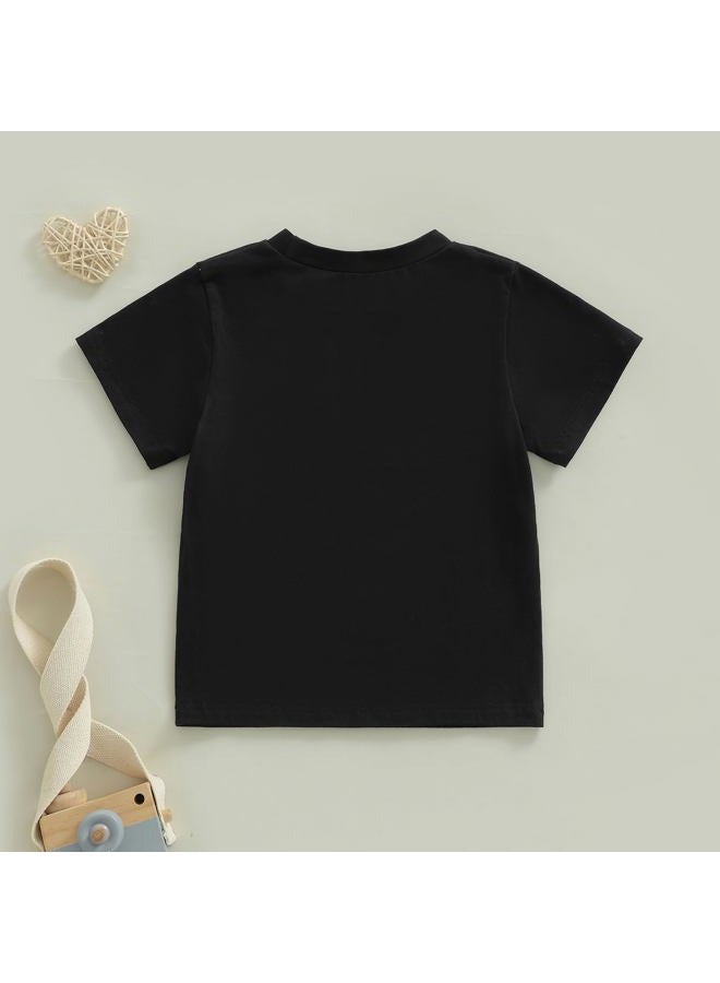 Douhoow Boys 100 Days of School Shirt Letter Print Short Sleeve Toddler Boy Tshirts 100th Day of School Shirt for Kids, Black B, 6-7 Years - Image 5