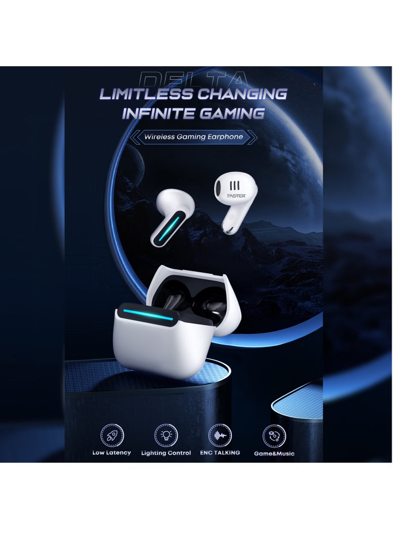 Faster - TG 550 Wireless Earbuds with Noice Cancellation - 6 Hours Playtime with Bluetooth 5.3 - HiFi Stereo Sound Airpods - Gaming Mode with Ultra-Low Latency - Bluetooth Earphones For Exercise, Gym - Compatible with iPhone & Android - Image 1