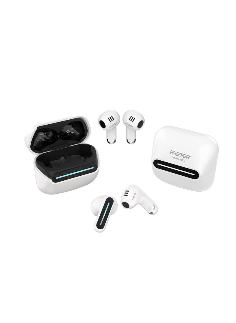 Faster - TG 550 Wireless Earbuds with Noice Cancellation - 6 Hours Playtime with Bluetooth 5.3 - HiFi Stereo Sound Airpods - Gaming Mode with Ultra-Low Latency - Bluetooth Earphones For Exercise, Gym - Compatible with iPhone & Android - Image 1