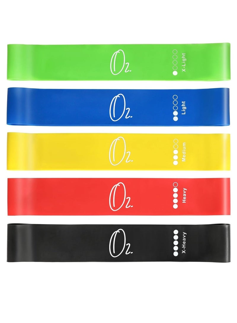 O2. Resistance Bands Set, 5pcs Assorted Pounds Strength Training Exercise Resistance Loops Stretch Bands, Gym Fitness Yoga Workout Resistance Loops Bands for Arm Legs and hips - Image 2