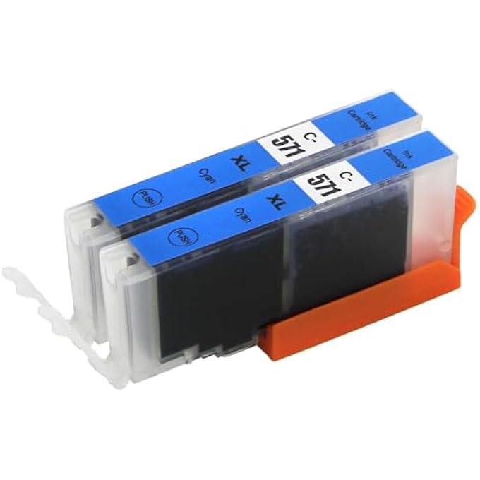 2 CYAN CARTRIDGES TO REPLACE CANON CLI-571C COMPATIBLE/NON-OEM FOR PIXMA PRINTERS - Image 1