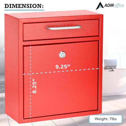 AdirOffice Wall Mount Mailbox - Mailbox with Lock and Keys- Durable Wall Mounted Locking Mailbox and Cash Drop Box for House, Apartments and Bussiness After Hours Deposits - Image 5