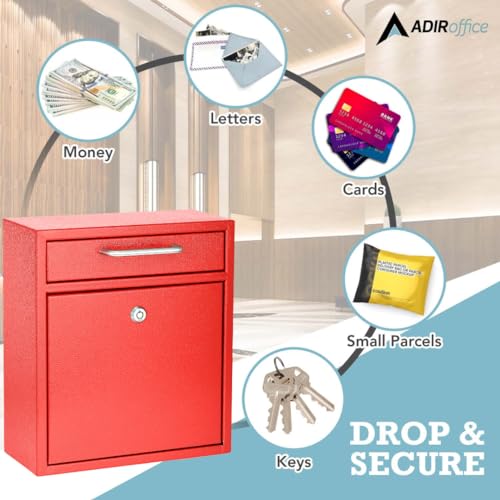 AdirOffice Wall Mount Mailbox - Mailbox with Lock and Keys- Durable Wall Mounted Locking Mailbox and Cash Drop Box for House, Apartments and Bussiness After Hours Deposits - Image 3