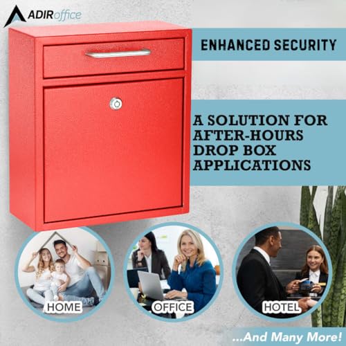 AdirOffice Wall Mount Mailbox - Mailbox with Lock and Keys- Durable Wall Mounted Locking Mailbox and Cash Drop Box for House, Apartments and Bussiness After Hours Deposits - Image 4