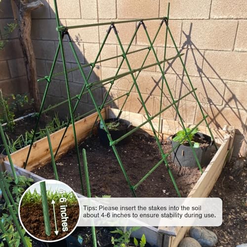 Garmeinea Garden Stakes 60 Pack, 16 Inch Each, DIY 3ft 4ft 5ft 6ft 7ft Sturdy Steel Plant Stakes with 50 Connectors, 30 Rotatable Clips, 10 A-Type Connecting Pipe and 164 Feet Twist Tie for Climbing Plants - Image 4