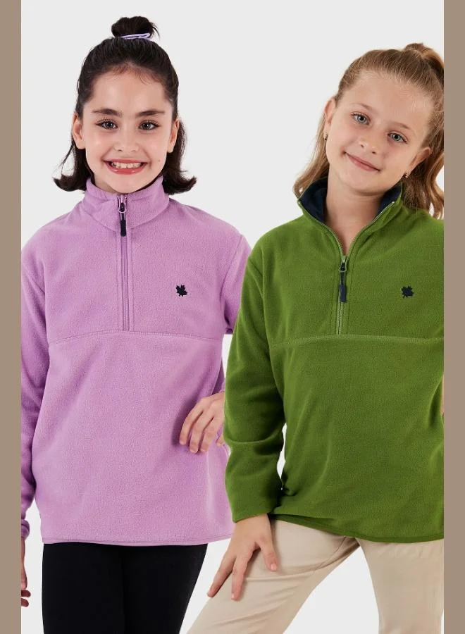 Lela Lela Soft Texture Zippered Stand Collar Raised 2-Pack Polar Kids POLAR 5905002S2