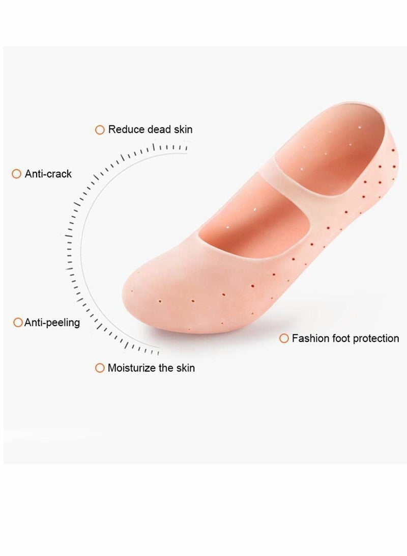 SYOSI Moisturizing Silicone Sock Anti-Split Moisturizing Socks Foot Skin Care Tool Prevention Socks Men Women Breathable Floor Socks Waterproof Beach Socks for Dry Feet Ankles Cracked Heel Repair M 3 Pcs - Image 4