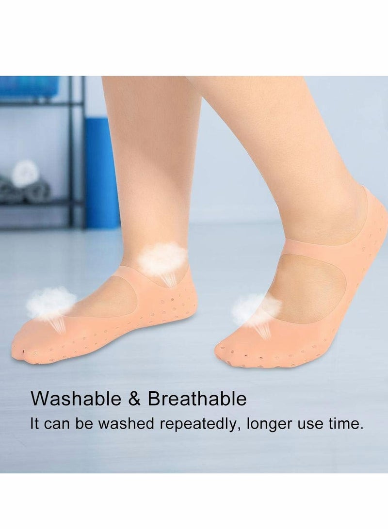 SYOSI Moisturizing Silicone Sock Anti-Split Moisturizing Socks Foot Skin Care Tool Prevention Socks Men Women Breathable Floor Socks Waterproof Beach Socks for Dry Feet Ankles Cracked Heel Repair M 3 Pcs - Image 3