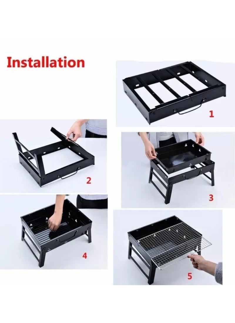 Yuwell - Foldable Charcoal Grill BBQ Grill Portable Barbecue Grill For Outdoor Household Camping Grill 35X27X20CM - Image 1
