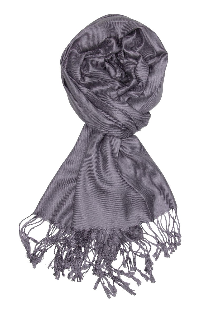 Achillea Soft Silky Pashmina Scarf for Women – Shawl Wrap for Evening Dresses, Bridesmaids, Weddings & Everyday Wear (Dark Grey) - Image 3