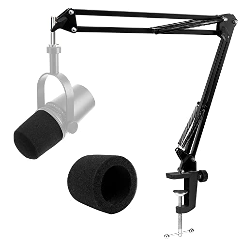 WIBOND Boom Arm Compatible with Shure MV7 Heavy Duty - Mic Stand with Pop Filter & Wind Screen and 5/8" to 3/8" Adapter Anti-Sag Design, Compatible with SM7B, Yeti, QuadCast, Rode, FIFINE K688/AM8 - Image 1