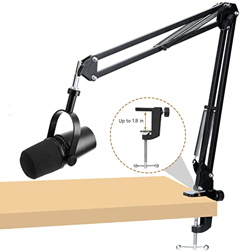 WIBOND Boom Arm Compatible with Shure MV7 Heavy Duty - Mic Stand with Pop Filter & Wind Screen and 5/8" to 3/8" Adapter Anti-Sag Design, Compatible with SM7B, Yeti, QuadCast, Rode, FIFINE K688/AM8 - Image 2