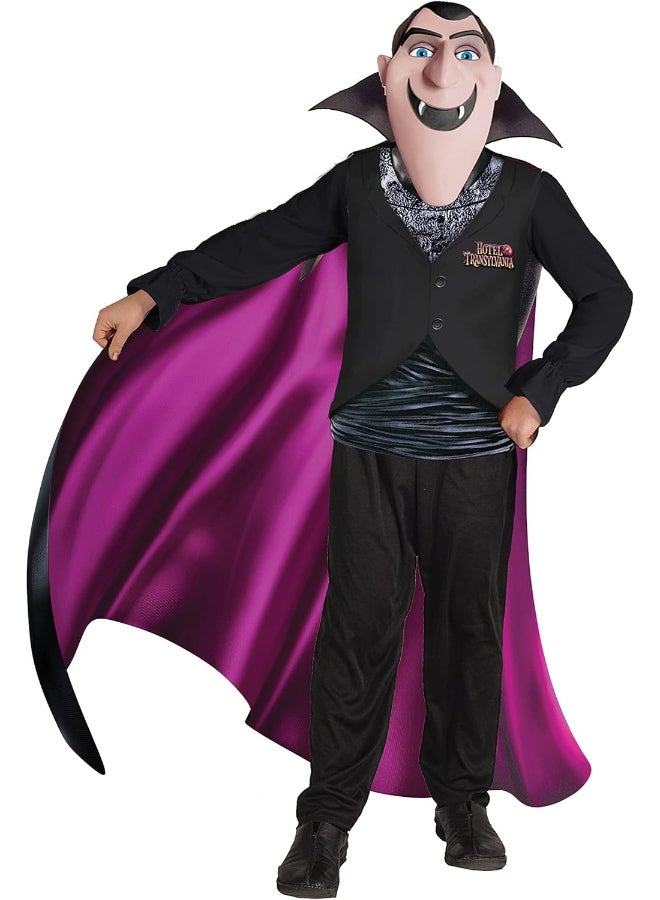 Ciao زي دراكولا من فندق ترانسلفانيا للأطفال من 5-7 سنوات | زي رسمي لدراك مع معطف مطبوع، بنطلون، عباءة وقناع - Image 1