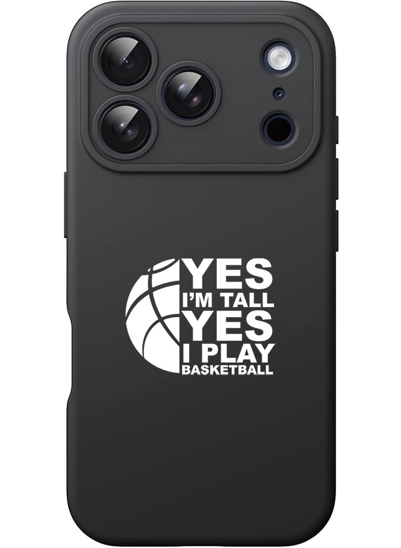 Theodor Protective Slim Fit Case Liquid Silicone Cover with Full Body Protection Anti-Scratch Shockproof Case For Apple iPhone 17 Pro (Black) Basketball White - Image 1