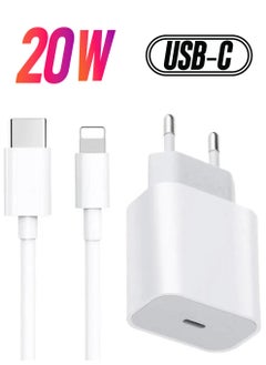For Iphone 20w Charger Apple 11/12/13 Usb-c To Lightning Power Adapter 1m Data Cable Eu Plug