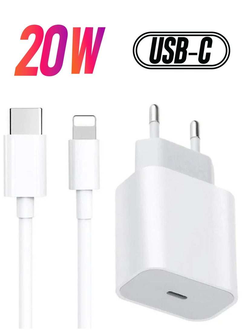 ELTRAZONE - For Iphone 20w Charger Apple 11/12/13 Usb-c To Lightning Power Adapter 1m Data Cable Eu Plug - Image 1