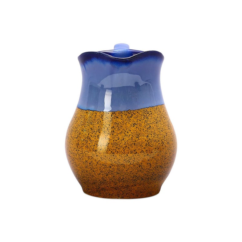 Caffeine Caffeine Ceramic Handmade Stoneware Glossy Blue and Mustard Water Milk Jug Set of 1 1800 ml Dishwasher Microwave Safe  - Image 3