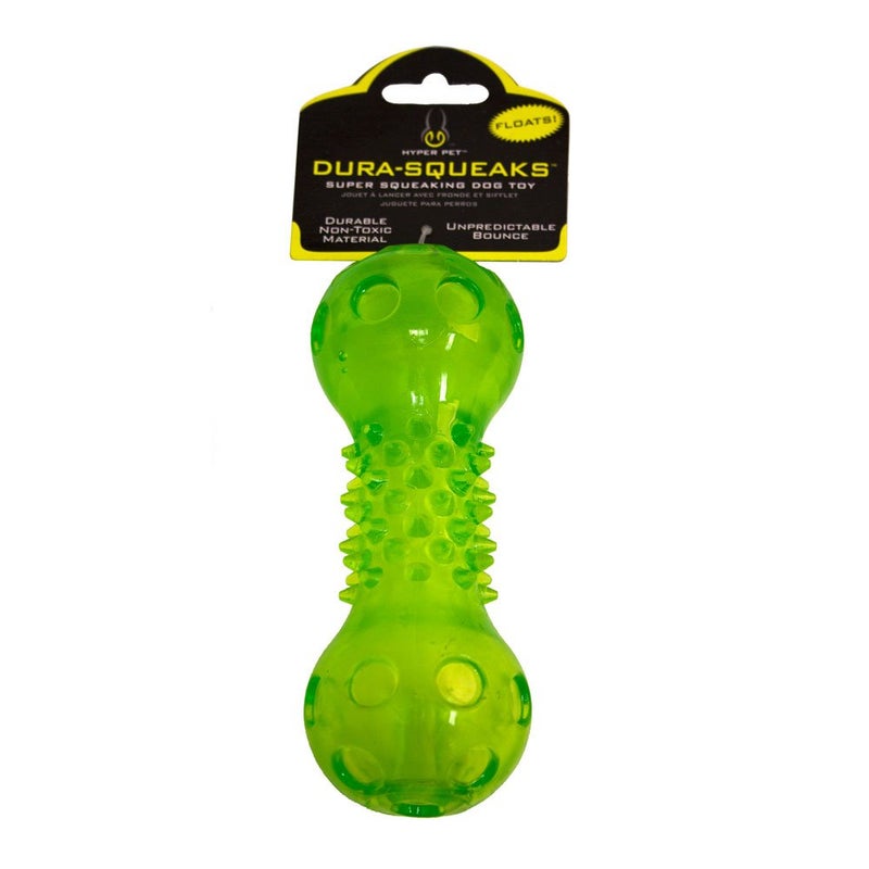 Hyper Pet DuraSqueaks Barbell Interactive Fetch Dog Toy with Squeaker Made with sturdy TPR that Floats in Water - Image 2