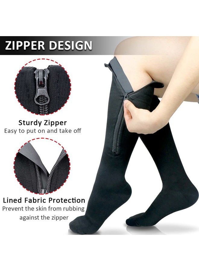 Medical 15-20 mmHg Zipper Compression Socks Women Men - Image 3